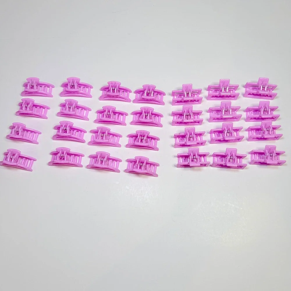 28pc Purple Pink Glitter Hair Claw Clips Set Small Rectangular Curved Y2K Style